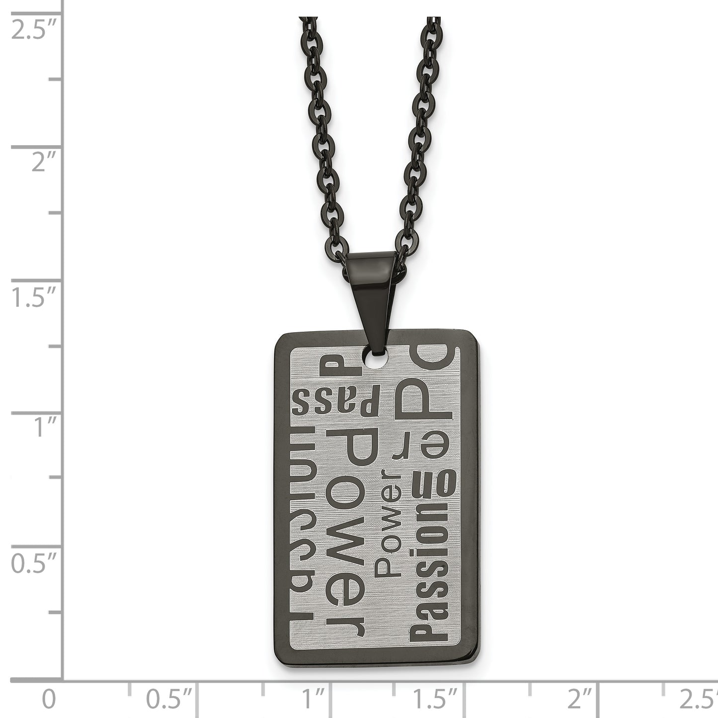 Stainless Steel Chisel Brushed And Polished Black Ip-Plated Power Passion Pendant On A 22 Inch Cable Chain Necklace