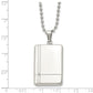 Stainless Steel Chisel Polished With Cz Dog Tag On A 22 Inch Ball Chain Necklace