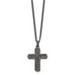 Stainless Steel Chisel Polished And Textured Gun Metal Ip-Plated Cross Pendant On A 22 Inch Curb Chain Necklace