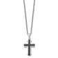 Stainless Steel Chisel Polished Black Ip-Plated Cross Pendant On A 22 Inch Cable Chain Necklace