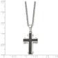 Stainless Steel Chisel Polished Black Ip-Plated Cross Pendant On A 22 Inch Cable Chain Necklace