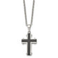 Stainless Steel Chisel Polished Black Ip-Plated Cross Pendant On A 22 Inch Cable Chain Necklace