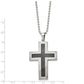 Stainless Steel Chisel Polished With Black Carbon Fiber Inlay Cross Pendant On A 22 Inch Ball Chain Necklace