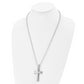 Stainless Steel Chisel Brushed And Polished Swirl Design Cross Pendant On A 24 Inch Ball Chain Necklace