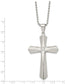 Stainless Steel Chisel Brushed And Polished With Cz Cross Pendant On A 24 Inch Ball Chain Necklace