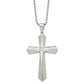 Stainless Steel Chisel Brushed And Polished With Cz Cross Pendant On A 24 Inch Ball Chain Necklace