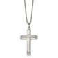 Stainless Steel Chisel Brushed And Polished Cross On A 22 Inch Cable Chain Necklace