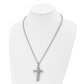 Stainless Steel Chisel Brushed And Polished Cross On A 22 Inch Cable Chain Necklace