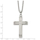 Stainless Steel Chisel Brushed And Polished Cross On A 22 Inch Cable Chain Necklace