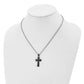 Stainless Steel Chisel Polished Black Ip-Plated Medium Pillow Cross Pendant On An 18 Inch Cable Chain Necklace