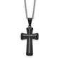 Stainless Steel Chisel Polished Black Ip-Plated Medium Pillow Cross Pendant On An 18 Inch Cable Chain Necklace