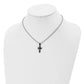 Stainless Steel Chisel Polished Black Ip-Plated Small Pillow Cross Pendant On A 16 Inch Cable Chain Necklace