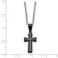 Stainless Steel Chisel Polished Black Ip-Plated Small Pillow Cross Pendant On A 16 Inch Cable Chain Necklace