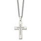 Stainless Steel Chisel Polished With Cz Cross Pendant On A 24 Inch Cable Chain Necklace