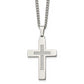 Stainless Steel Chisel Polished With Cz Cross Pendant On A 24 Inch Cable Chain Necklace