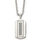 Stainless Steel Chisel Brushed And Polished Black Ip-Plated With Cz Dog Tag On A 24 Inch Cable Chain Necklace