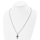 Stainless Steel Chisel Polished And Textured Black Ip-Plated Cross Pendant On A 24 Inch Cable Chain Necklace