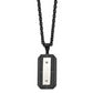 Stainless Steel Chisel Brushed And Polished Black Ip-Plated Dog Tag On A 24 Inch Cable Chain Necklace