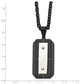 Stainless Steel Chisel Brushed And Polished Black Ip-Plated Dog Tag On A 24 Inch Cable Chain Necklace