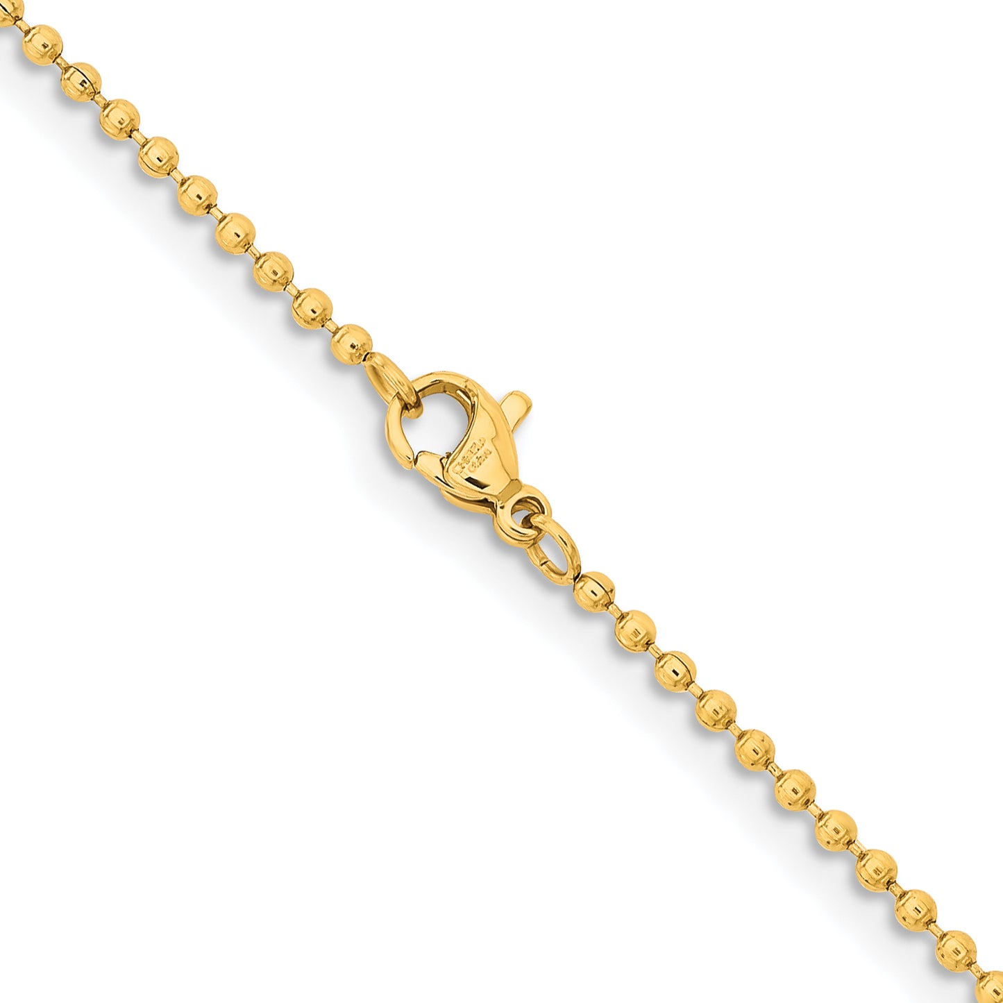 Stainless Steel Chisel Polished Yellow Ip-Plated 2mm 18 Inch Ball Chain