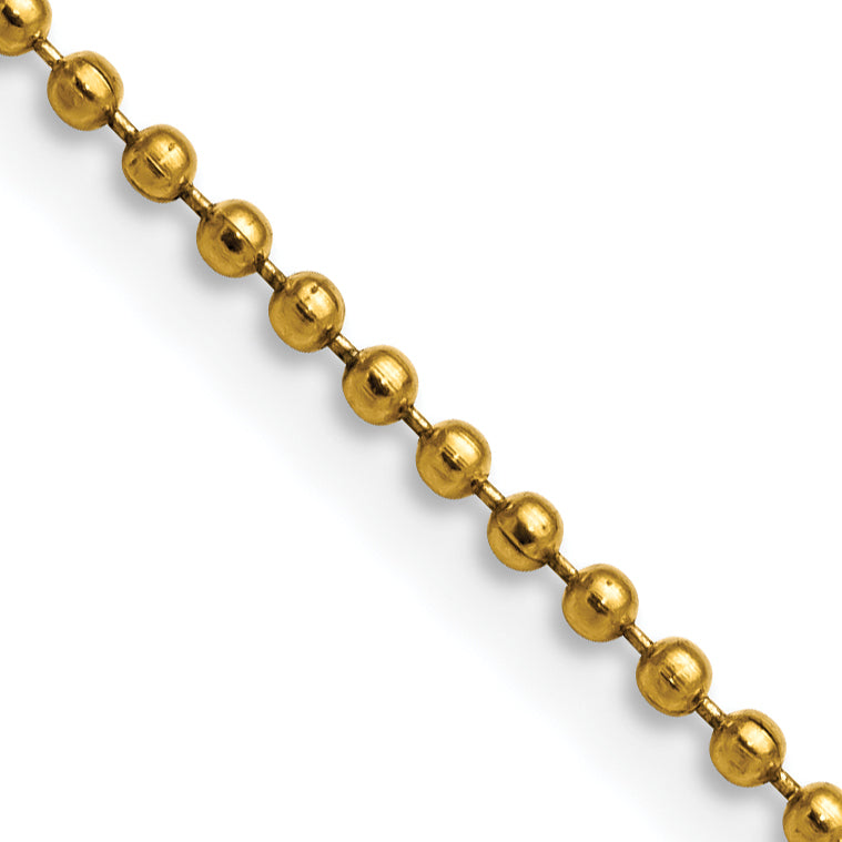 Stainless Steel Chisel Polished Yellow Ip-Plated 2mm 18 Inch Ball Chain