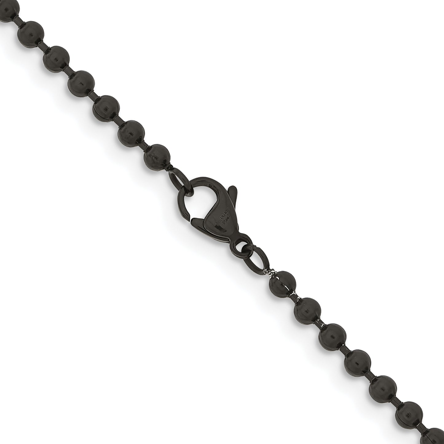 Stainless Steel Chisel Polished Black Ip-Plated 3mm 20 Inch Ball Chain