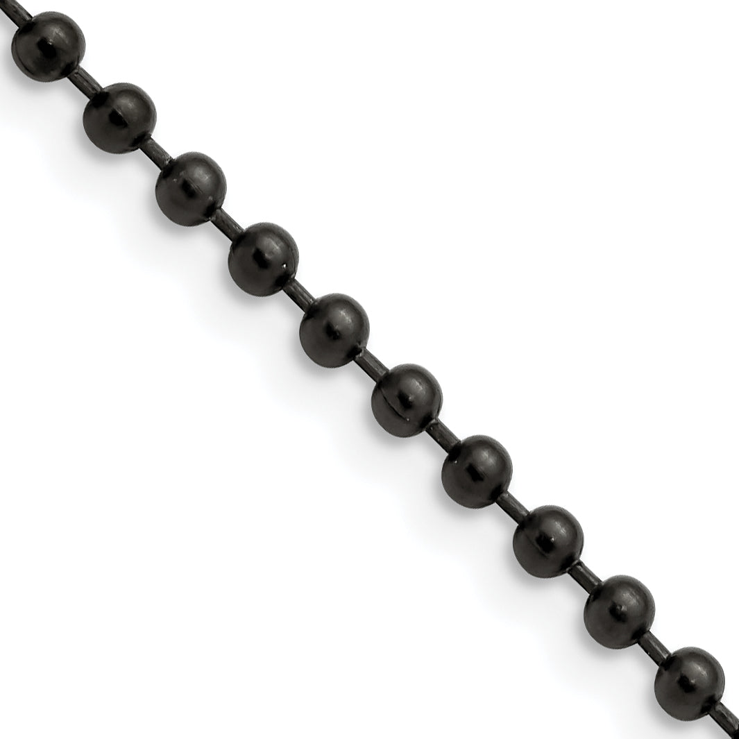 Stainless Steel Chisel Polished Black Ip-Plated 3mm 30 Inch Ball Chain