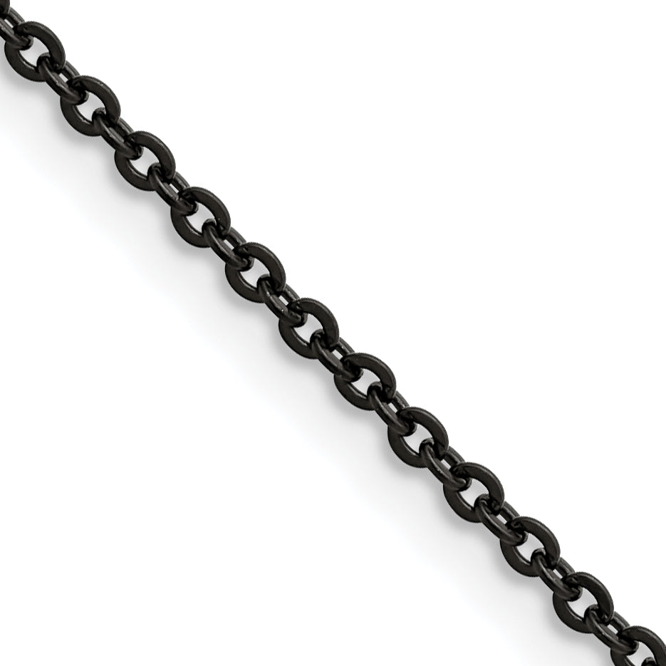 Stainless Steel Chisel Polished Black Ip-Plated 2.3mm 20 Inch Cable Chain