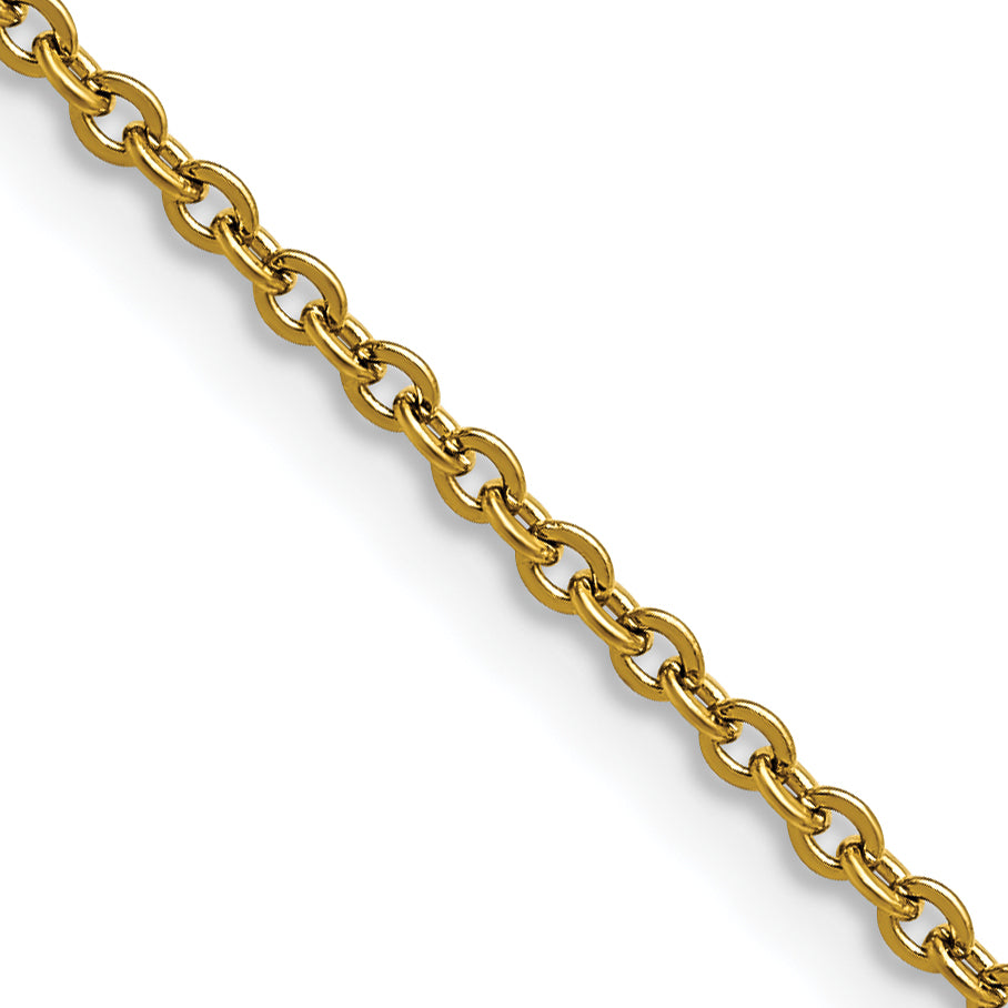 Stainless Steel Chisel Polished Yellow Ip-Plated 2.3mm 18 Inch Cable Chain