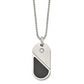 22 Inch Chisel Stainless Steel Brushed And Polished With Cz Carbon Fiber Inlay Movable Dogtag/Heart Pendant On A In Ball Chain Necklace