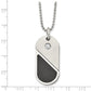 22 Inch Chisel Stainless Steel Brushed And Polished With Cz Carbon Fiber Inlay Movable Dogtag/Heart Pendant On A In Ball Chain Necklace