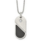 22 Inch Chisel Stainless Steel Brushed And Polished With Cz Carbon Fiber Inlay Movable Dogtag/Heart Pendant On A In Ball Chain Necklace