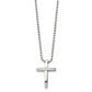 Stainless Steel Chisel Brushed And Polished Cross Pendant On An 18 Inch Ball Chain Necklace