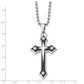 Stainless Steel Chisel Polished Black Ip-Plated With Cz Cross Pendant On A 20 Inch Ball Chain Necklace