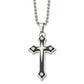 Stainless Steel Chisel Polished Black Ip-Plated With Cz Cross Pendant On A 20 Inch Ball Chain Necklace