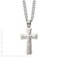 Stainless Steel Chisel Brushed And Polished Large Cross Pendant On A 24 Inch Curb Chain Necklace