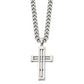 Stainless Steel Chisel Polished Cross Pendant On A 22 Inch Curb Chain Necklace