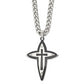 Stainless Steel Chisel Polished Black Ip-Plated Cross Pendant On A 22 Inch Curb Chain Necklace