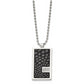 Stainless Steel Chisel Polished Stingray Texture Imitation Leather 1/10 Carat Diamond Pednant On A 24 Inch Ball Chain Necklace