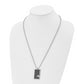 Stainless Steel Chisel Polished Stingray Texture Imitation Leather 1/10 Carat Diamond Pednant On A 24 Inch Ball Chain Necklace