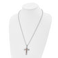 Stainless Steel Chisel Polished Brown Ip-Plated Diamond Accent Cross Pendant On A 24 Inch Ball Chain Necklace