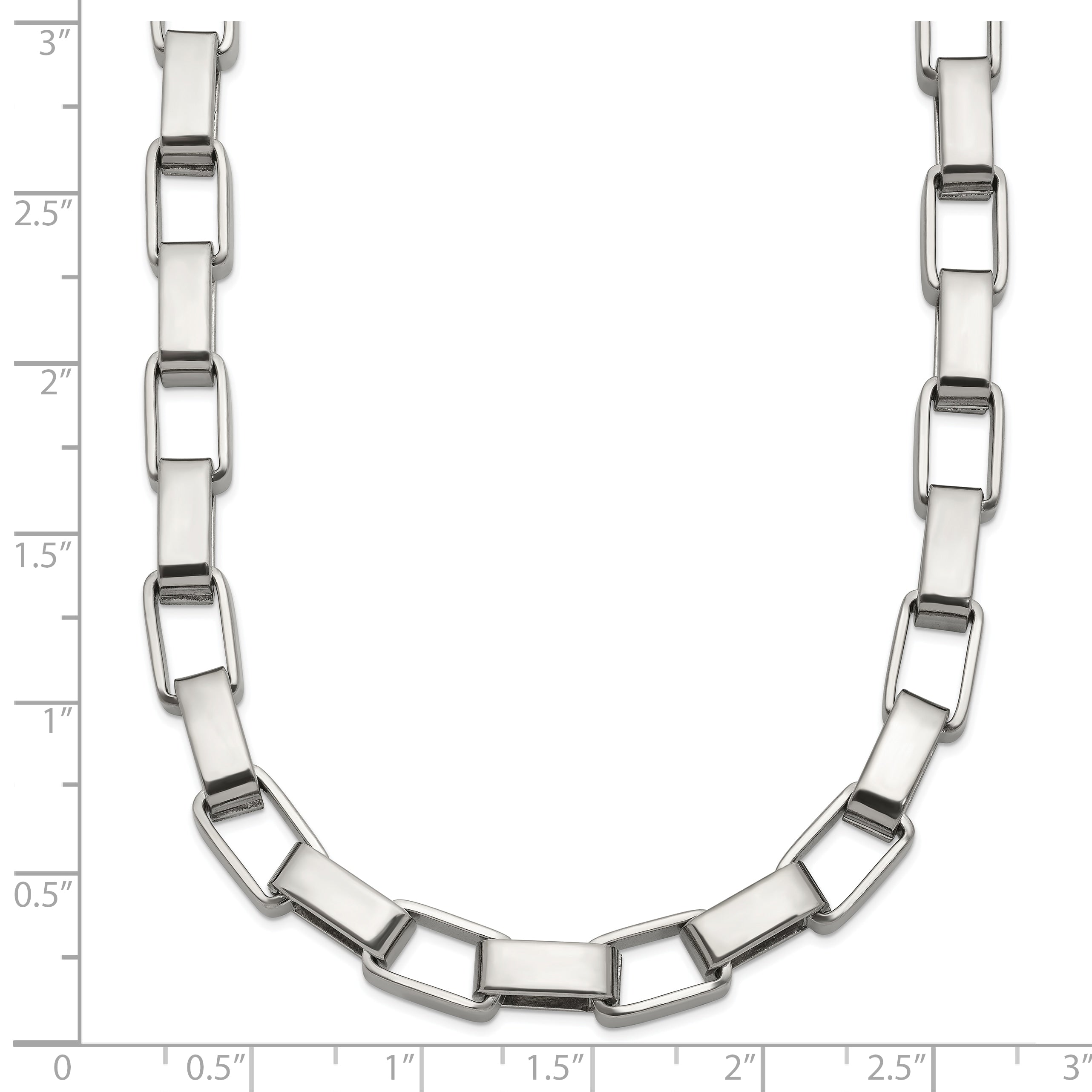 Chisel Polished Square Link Necklace set for top Men