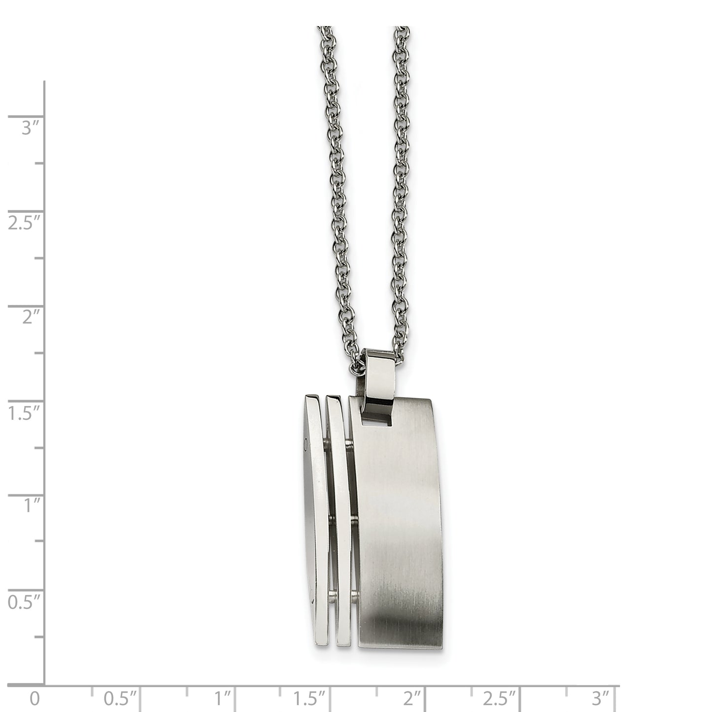 Stainless Steel Chisel Brushed Pendant On A 22 Inch Cable Chain Necklace