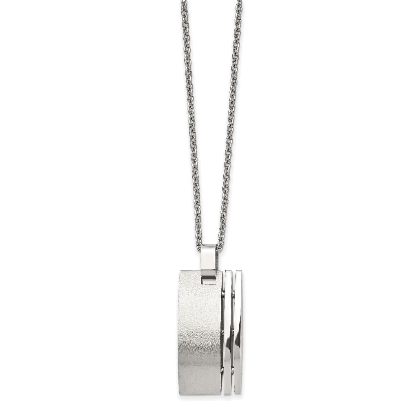 Stainless Steel Chisel Brushed Pendant On A 22 Inch Cable Chain Necklace