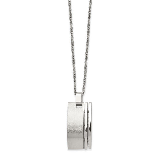 Stainless Steel Chisel Brushed Pendant On A 22 Inch Cable Chain Necklace