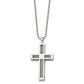 Stainless Steel Chisel Polished Cross Pendant On A 24 Inch Ball Chain Necklace