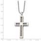 Stainless Steel Chisel Polished Cross Pendant On A 24 Inch Ball Chain Necklace