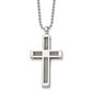 Stainless Steel Chisel Polished Cross Pendant On A 24 Inch Ball Chain Necklace