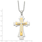 Stainless Steel Chisel Polished Yellow Ip-Plated Cross Pendant On A 22 Inch Ball Chain Necklace