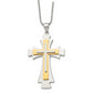 Stainless Steel Chisel Polished Yellow Ip-Plated Cross Pendant On A 22 Inch Ball Chain Necklace